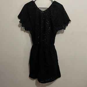 Black romper backless with holes